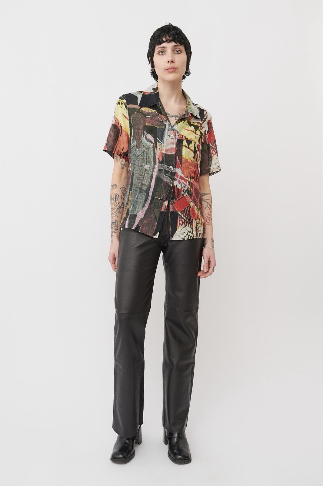 Our Legacy Our Legacy Short Sleeve Square Shirt - Peace Crowd Pattern Size US XXS / EU 40 - 7 Thumbnail