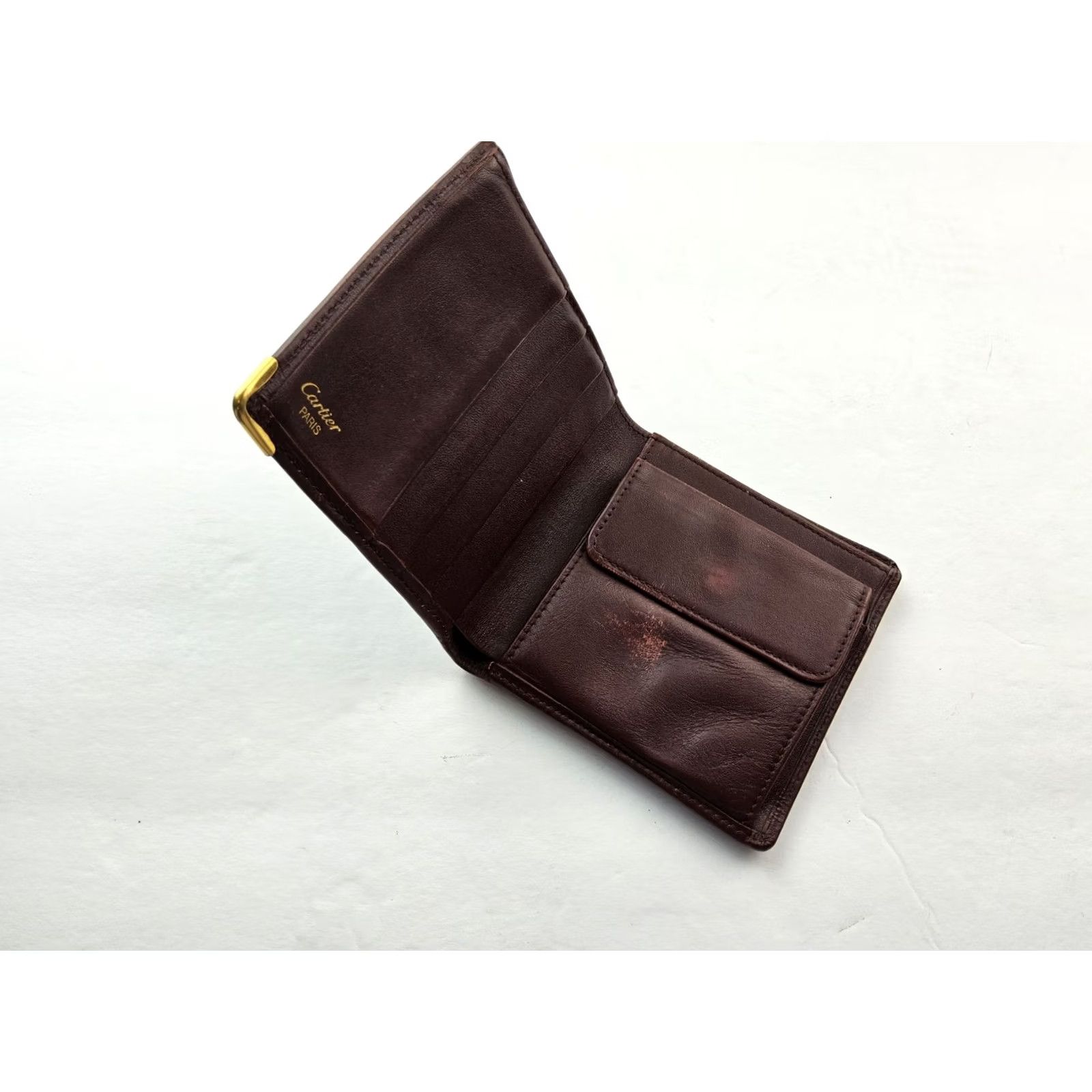 Cartier VINTAGE Cartier Leather Bifold Wallet Men 90s Bordeaux Leather Credit Card Mens Size ONE SIZE - 7 Thumbnail
