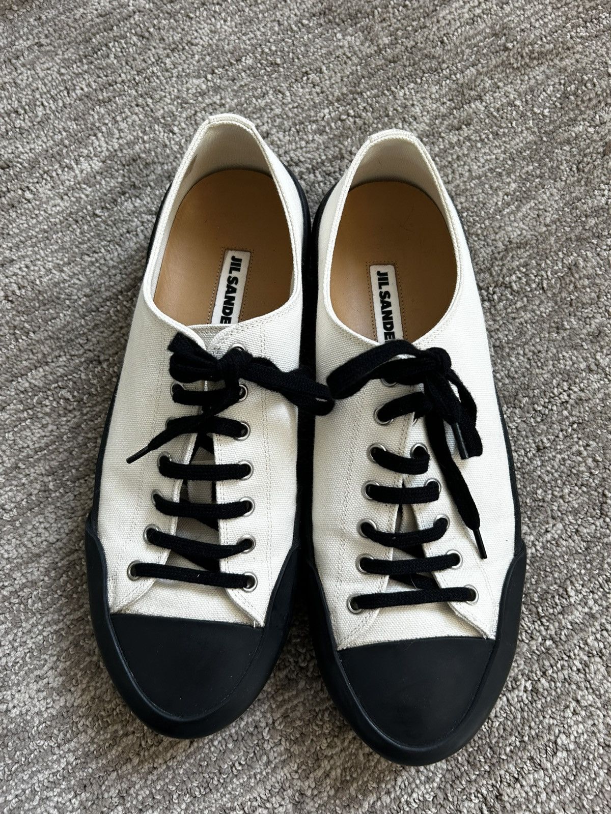 Jil Sander Jill Sander Canvas White and Black Sneakers Size US 10 / EU 43 - 1 Thumbnail