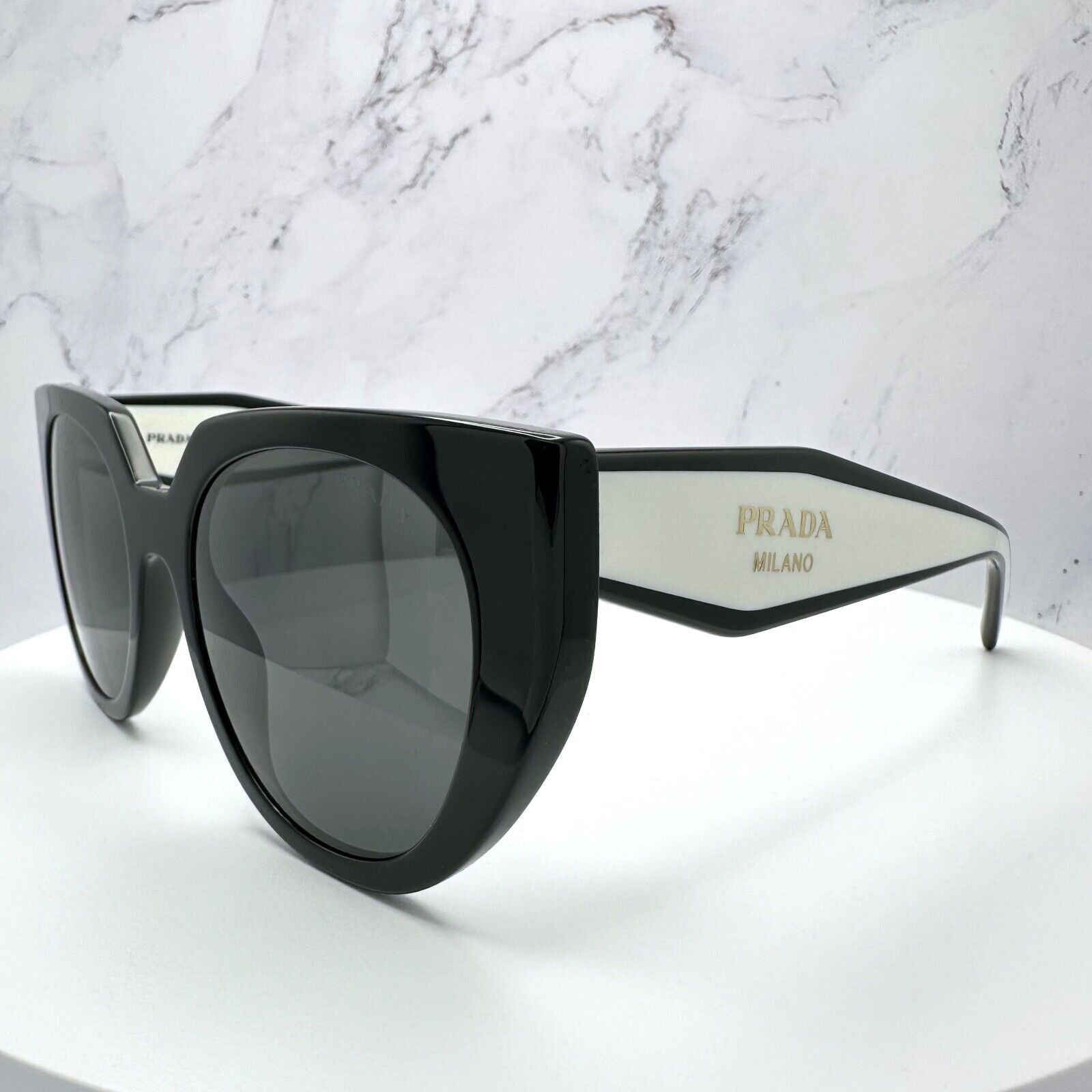 Prada New PRADA Sunglasses Symbole Black White Gold Metallic Logo Size ONE SIZE - 14 Thumbnail