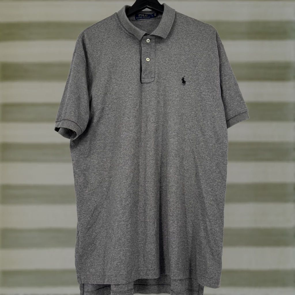 Polo Ralph Lauren Polo Ralph Lauren Polo Shirt Mens Large Gray Short Sleeve Pique Cotton Classic Shirt Size US L / EU 52-54 / 3 - 1 Thumbnail