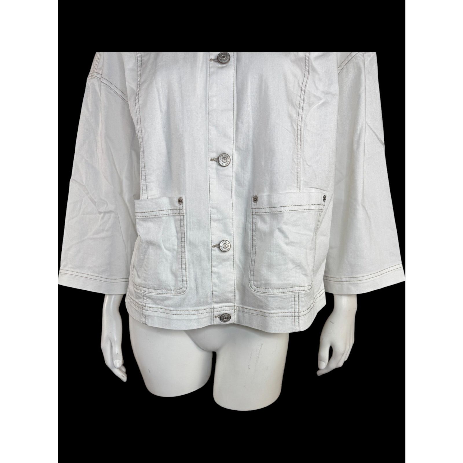 Other LOGO by Lori Goldstein 3/4 Sleeve Denim Jacket White 14 Size XL / US 12-14 / IT 48-50 - 3 Thumbnail