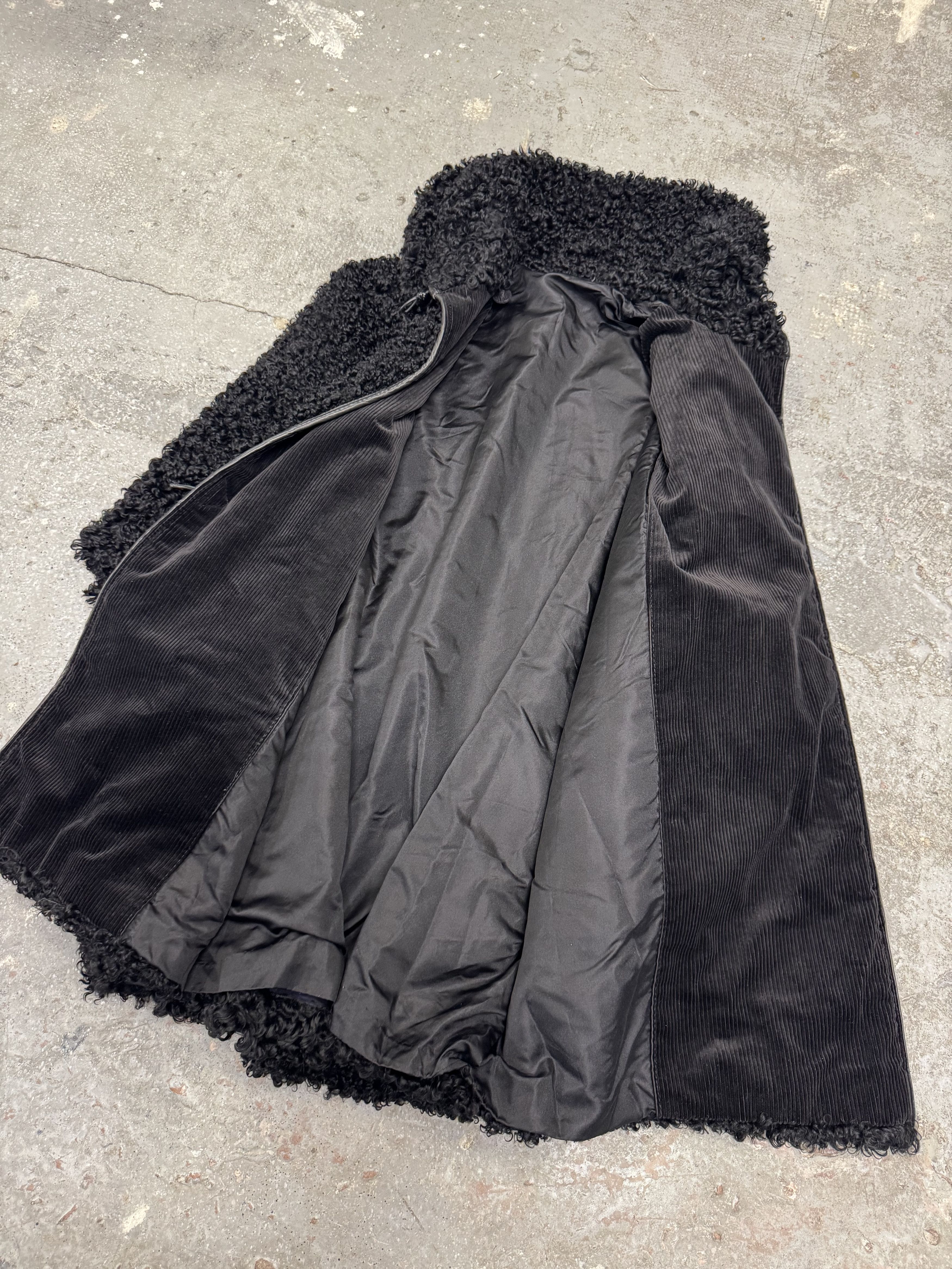 Versace × Vintage 1980s Gianni Versace Black Astrakhan Fur Long Jacket Size US S / EU 44-46 / 1 - 9 Thumbnail