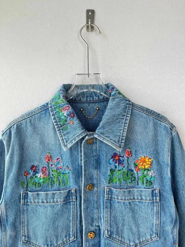 Louis Vuitton Louis Vuitton Blue Floral Embroidered Denim Jacket . Size US S / EU 44-46 / 1 - 9 Thumbnail