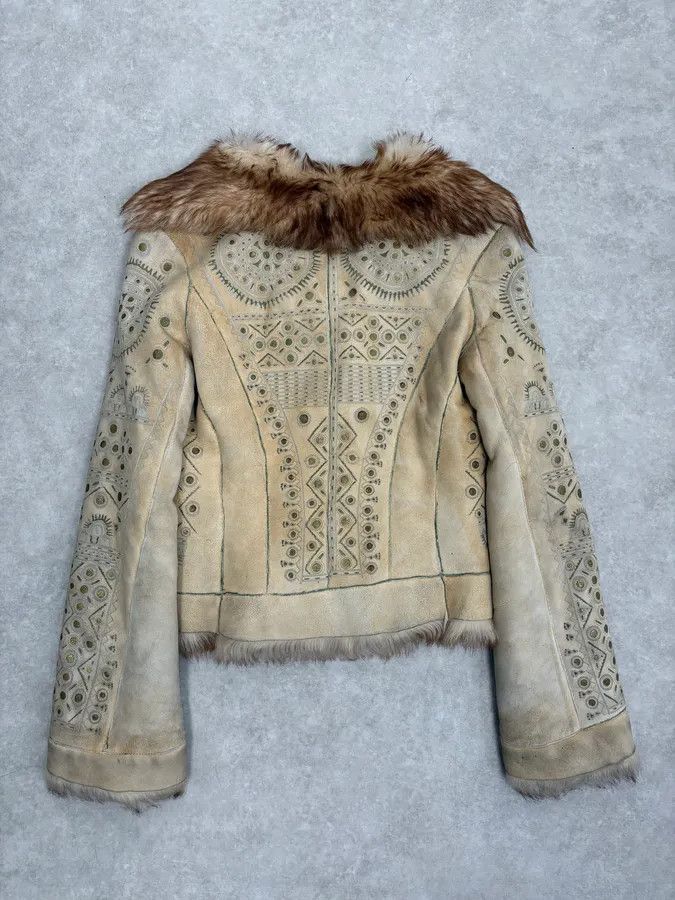 Roberto Cavalli 2000s Roberto Cavalli Ornament Fur Sherling Beige Jacket Size US S / EU 44-46 / 1 - 6 Thumbnail