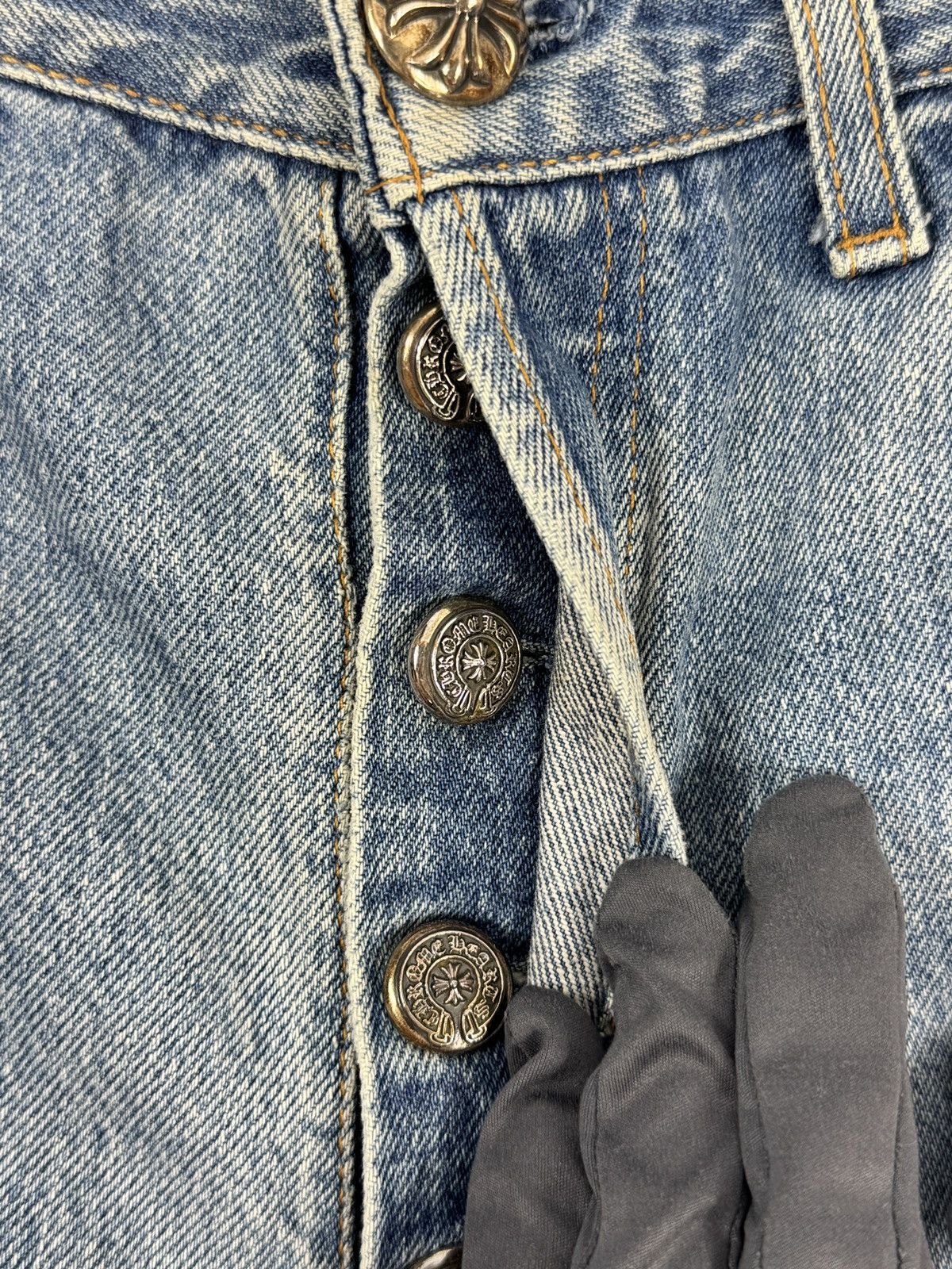 Chrome Hearts PATENT LEOPARD CROSS PATCH DENIM JEANS (RARE) Size US 33 - 10 Thumbnail