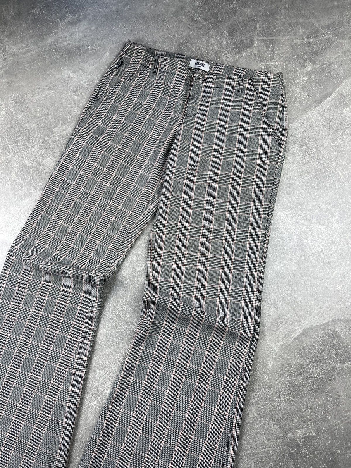 Moschino × Vintage Moschino Vintage Rare Archive Flared Checkered Pants Size 34" / US 12 / IT 48 - 9 Thumbnail