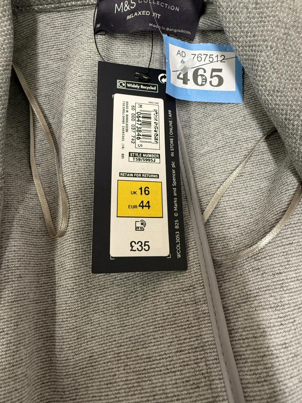 Other M&S Collection Relaxed Fit Grey Blazer Jacket UK 16 EUR 44 Size XL / US 12-14 / IT 48-50 - 1 Thumbnail