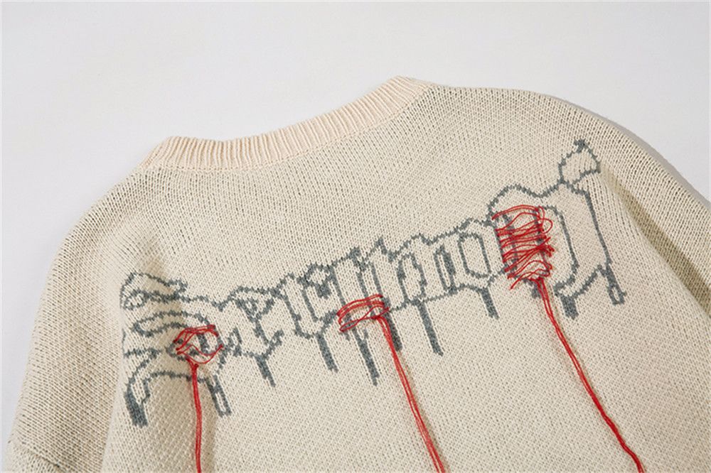 Vintage Men's high street fashion skull skeleton tassel sweater Size US 32 / EU 48 - 5 Thumbnail