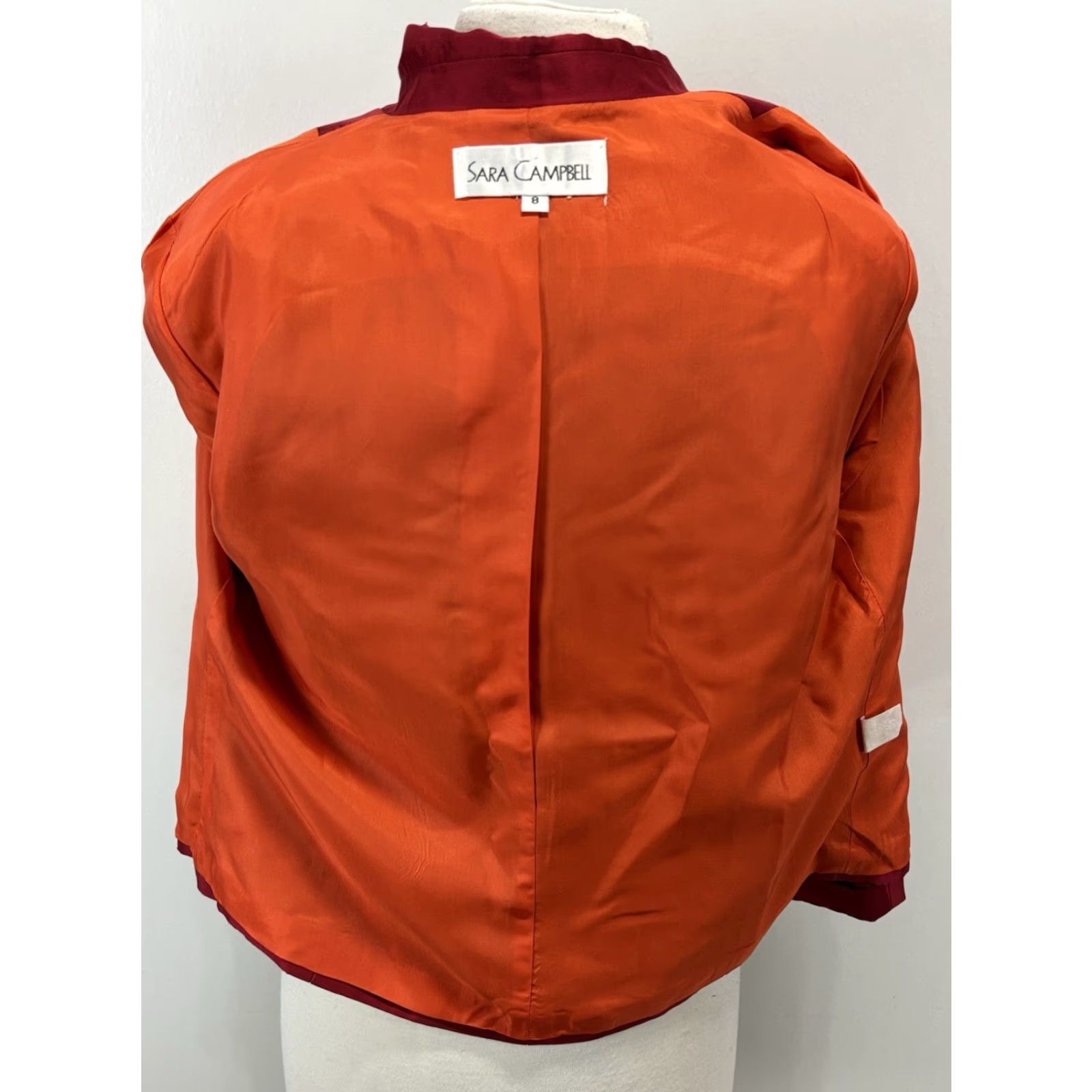 Vintage SARA CAMPBELL Silk Button-Up Shirt Blouse Women's Size 8 Red Long Sleeve Collared Size M / US 6-8 / IT 42-44 - 6 Thumbnail