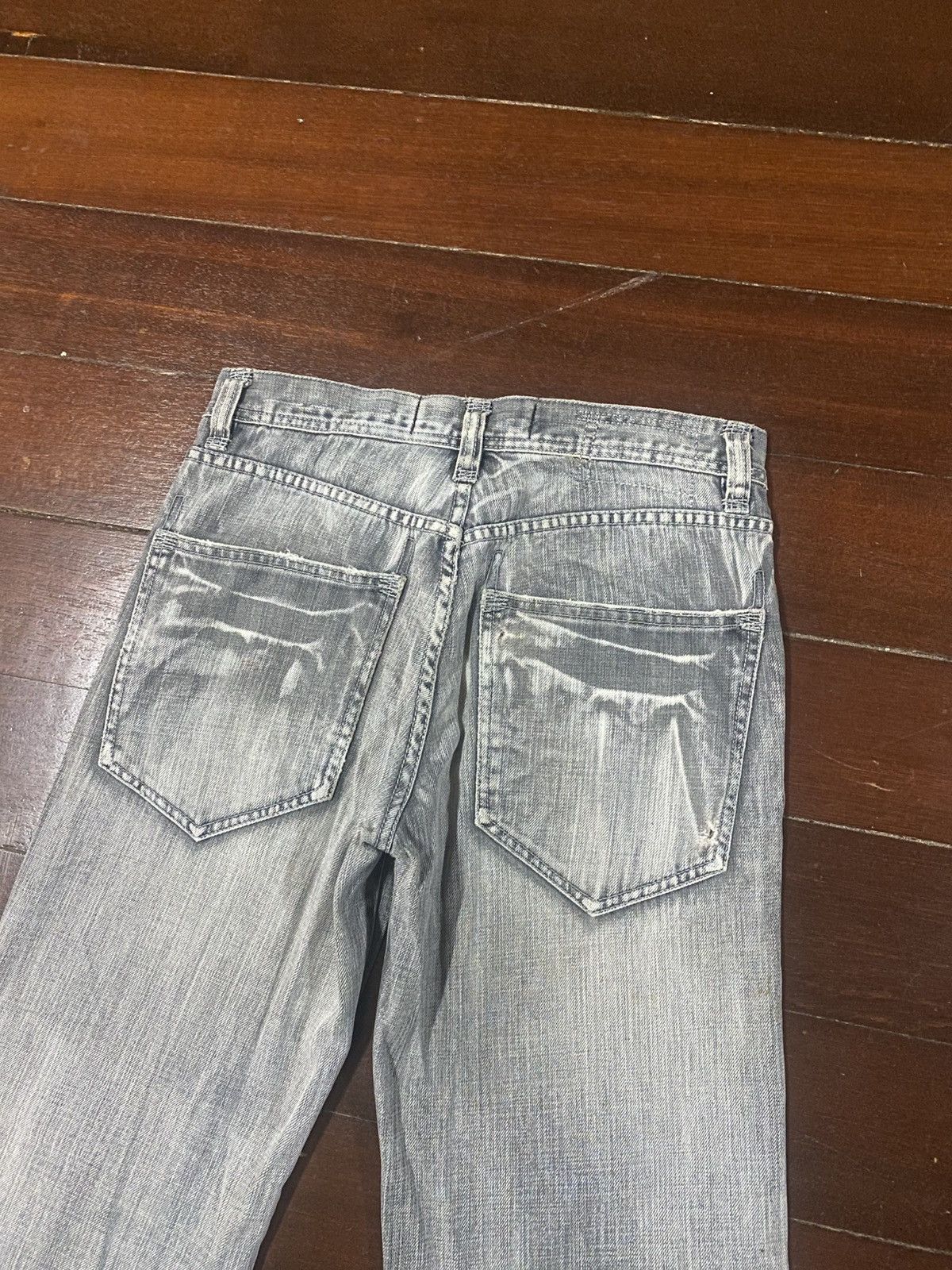 If Six Was Nine Flare Jeans netmen Clawmark Distress Faded Denim Size US 30 / EU 46 - 12 Thumbnail