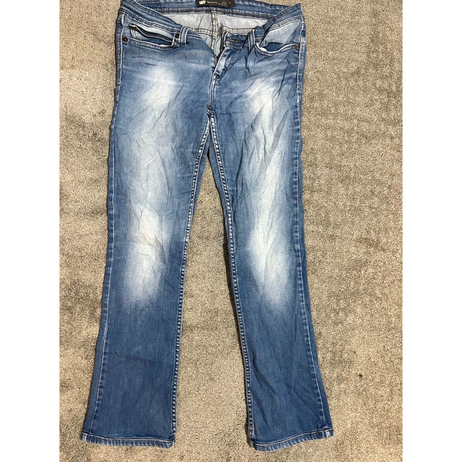 Levi's Levi’s Demi Curve Mid Rise Skinny Bootcut Blue Jeans Women 30 30x27 Denim Slim Stretch Distressed 5-Pocket 9?0s College Size 30" / US 8 / IT 44 - 3 Thumbnail