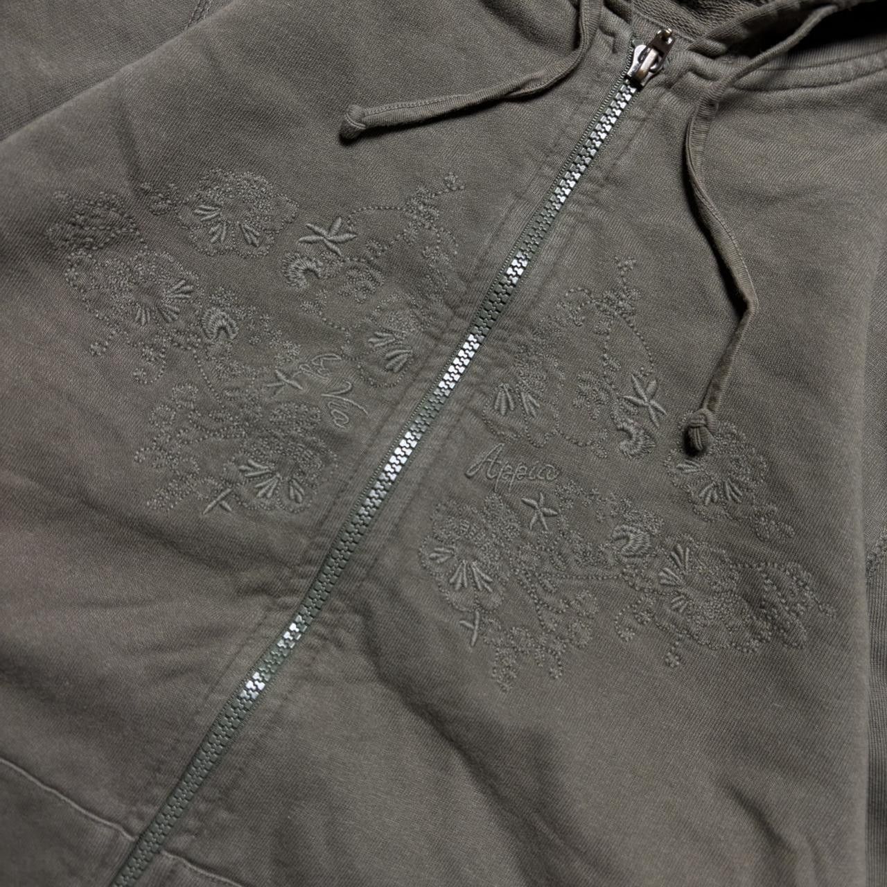 Japanese Brand 90s Embroidered Zip Hoodie Khaki M Size US M / EU 48-50 / 2 - 3 Thumbnail