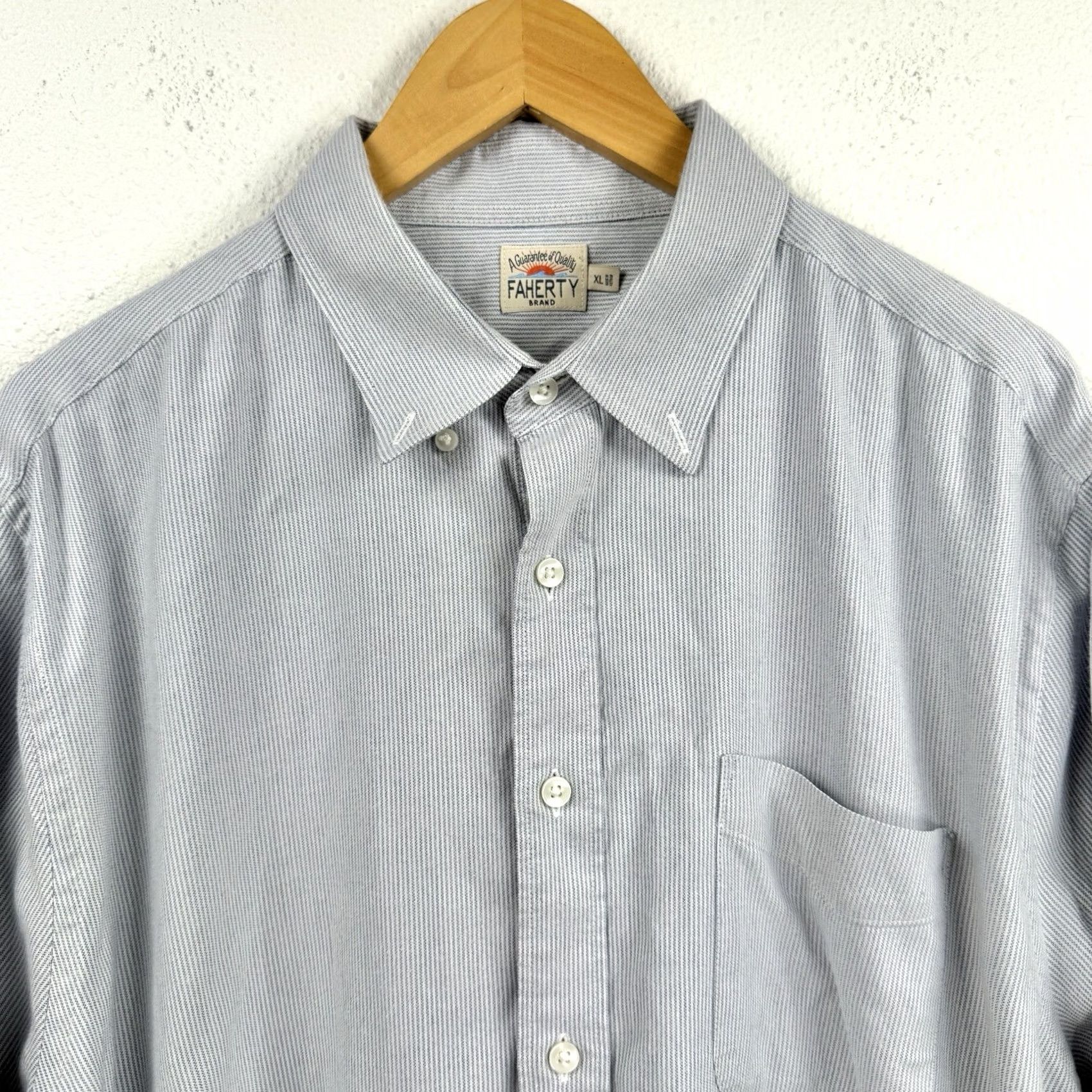Faherty Faherty Shirt Mens XL Stretch Oxford Striped Blue White Preppy Casual Classic Size US XL / EU 56 / 4 - 2 Thumbnail