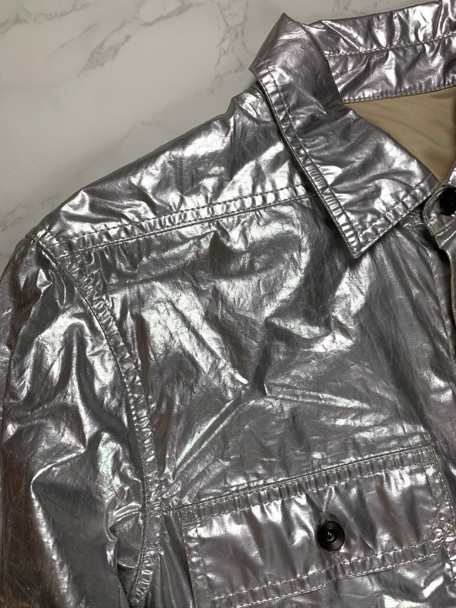 Rick Owens × Rick Owens Drkshdw 🔥80% OFF🔥 Rick Owens Silver Cargo Pocket Overshirt Size US XS / EU 42 / 0 - 11 Thumbnail