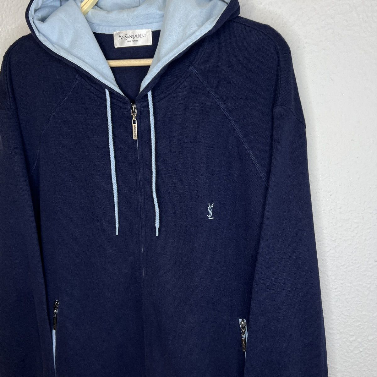Designer × Yves Saint Laurent Yves Saint Laurent YSL Hoodie Zip Sweatshirt Navy Logo Size US L / EU 52-54 / 3 - 2 Thumbnail