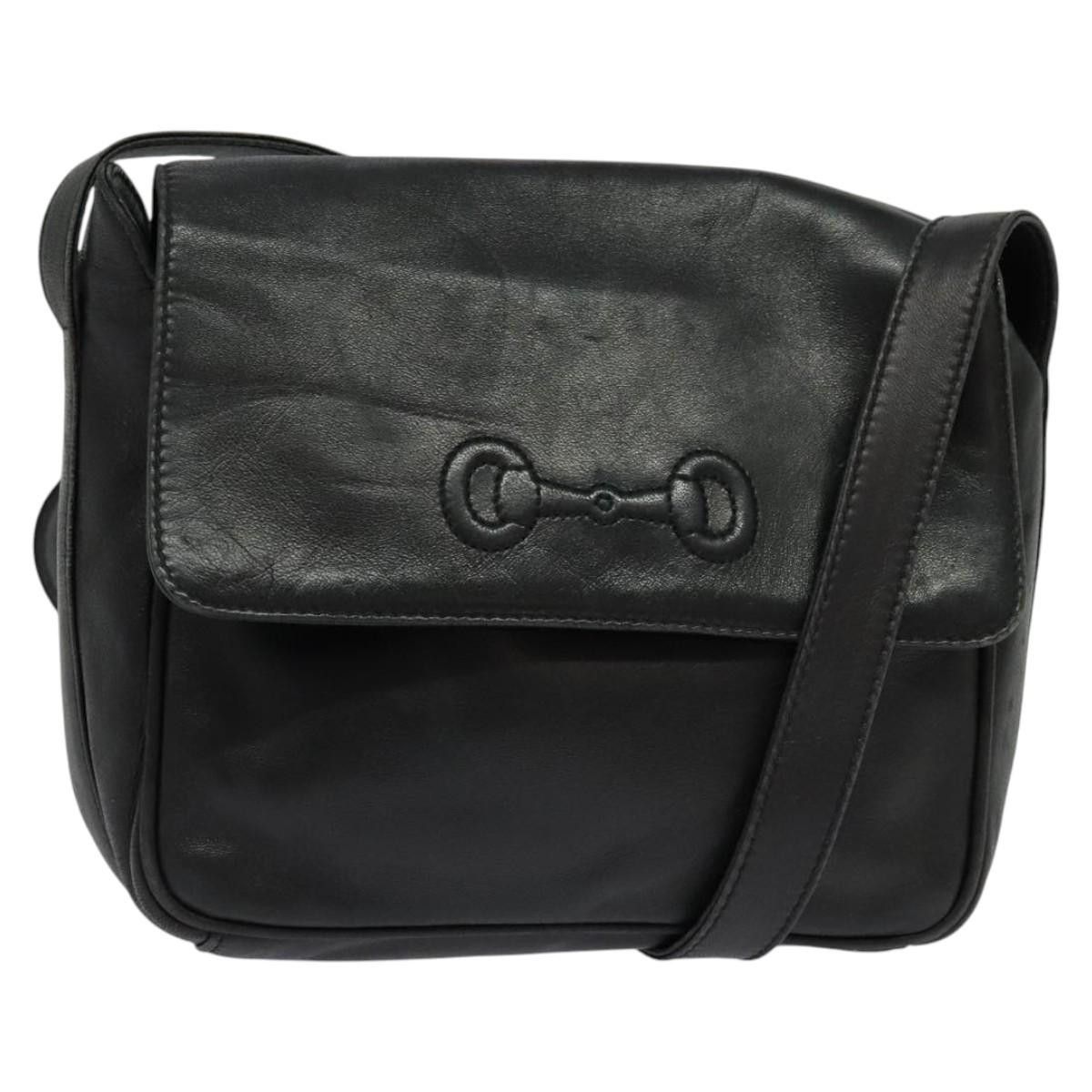 Gucci Horsebit Shoulder Bag Leather Black, Women's