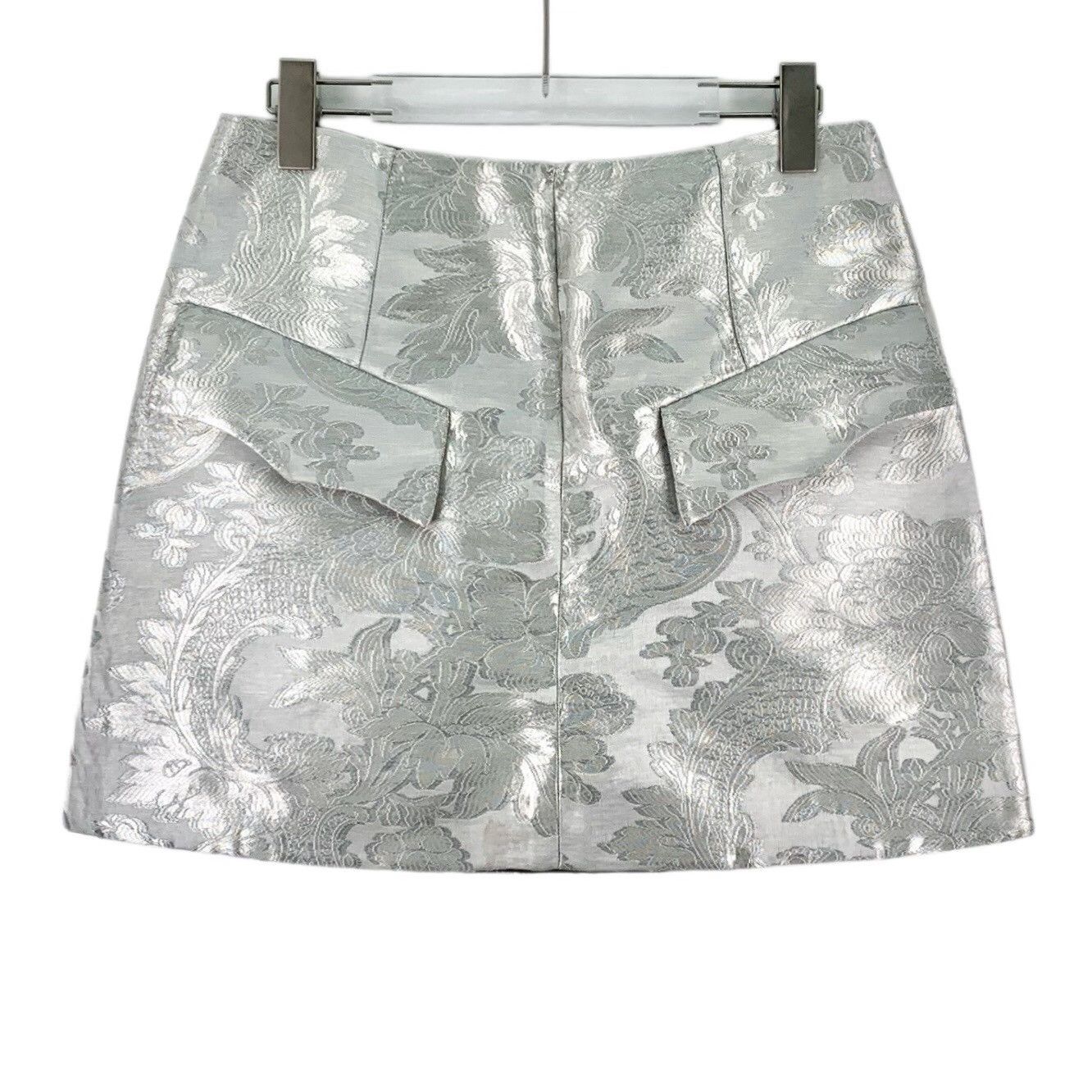 Louis Vuitton Louis Vuitton Silver Floral Embossed A-line Skirt Size 38" / US 16 / IT 52 - 1 Thumbnail
