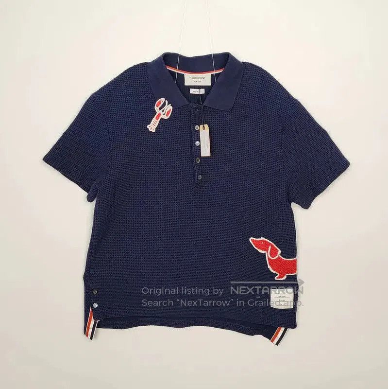 Thom Browne Thom Browne Navy Blue Cotton Polo Shirt . Size US L / EU 52-54 / 3 - 1 Thumbnail