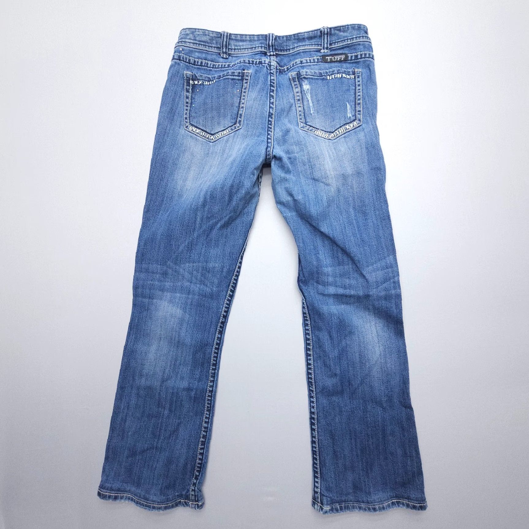 Vintage Cowgirl Tuff Jeans Shirt Bootcut Women 29 29 Blue Western Cowboy Denim Cotton Blend Medium Solid 5-Pocket Vintage: No Size 29" - 3 Thumbnail