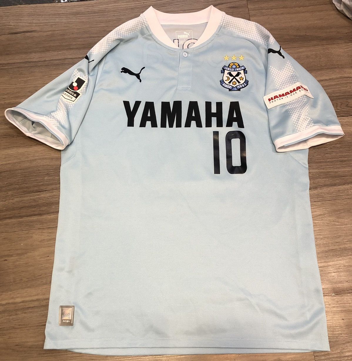 image of Puma x Soccer Jersey Jublio Iwata 2017 Home Shirt 10 Nakamura in Light Blue, Men's (Size Large)