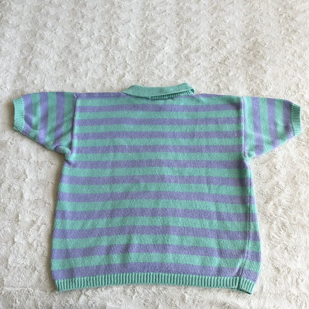 Other Vintage Striped Sweater Womens Large Green Purple Collared Size L / US 10 / IT 46 - 3 Thumbnail