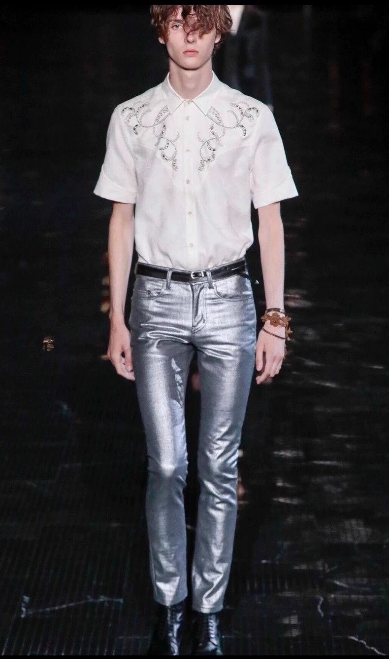 Saint Laurent Paris Saint Laurent Paris Carved embroidery shirt short sleeved-2 Size US M / EU 48-50 / 2 - 8 Thumbnail