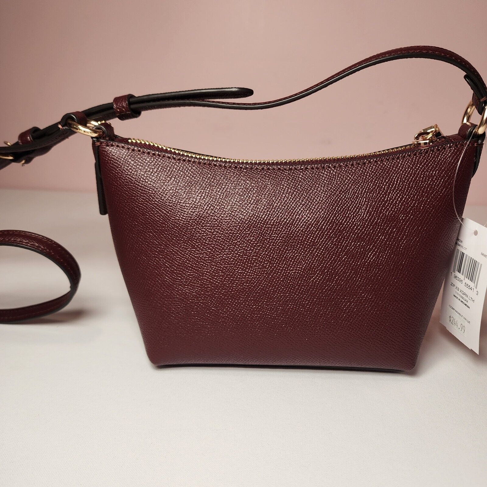 Coach NWT Coach CW390 Zip Top Shoulder Bag Leather Merlot Size ONE SIZE - 3 Thumbnail