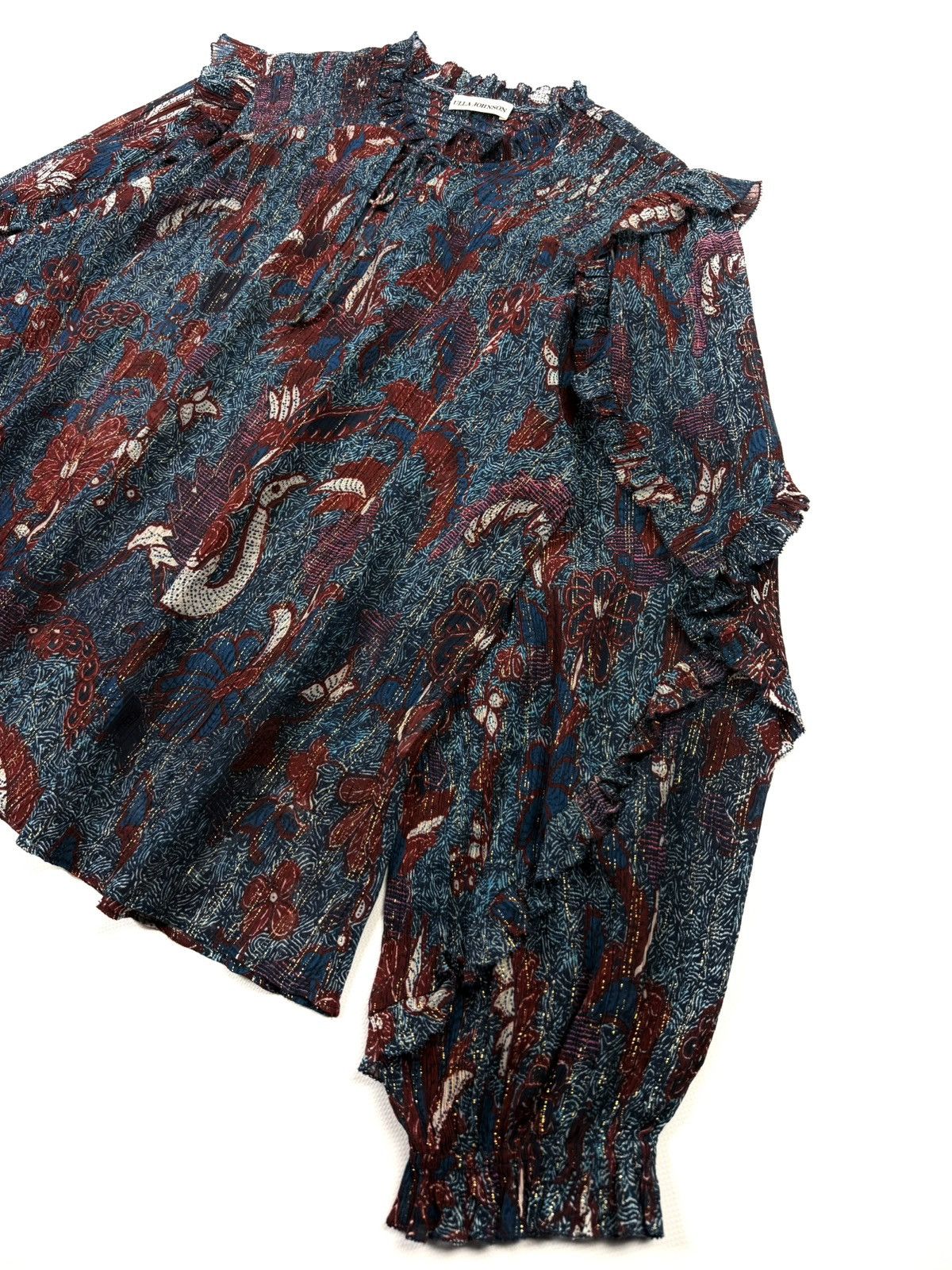 Ulla Johnson Ulla Johnson Lara Silk Floral Sheer Blouse Designer Japan Size M / US 6-8 / IT 42-44 - 8 Thumbnail
