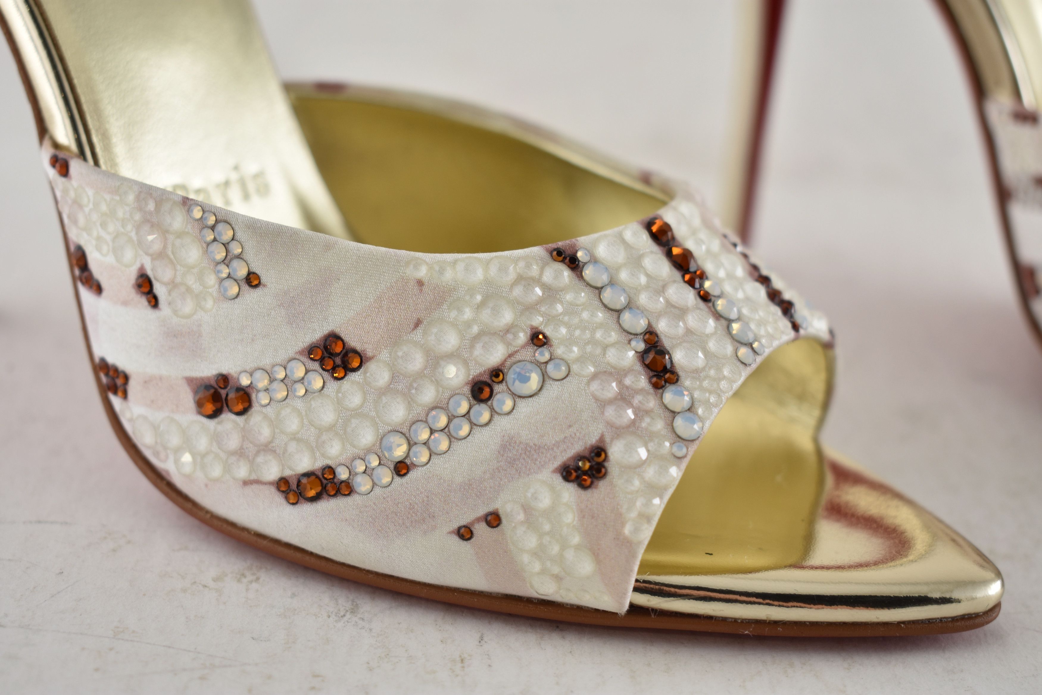 Christian Louboutin Miss Z Mule Gaagal Strass 100 Backless Sandal Heel Pump 37 Size US 7 / IT 37 - 8 Thumbnail