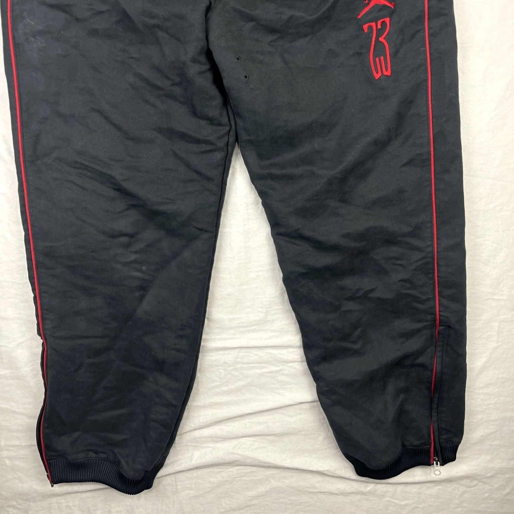 Jordan Brand VINTAGE Jordan Track Pants Mens M Black Red Last Shot Ferrari Baggy Size US 29 - 3 Thumbnail