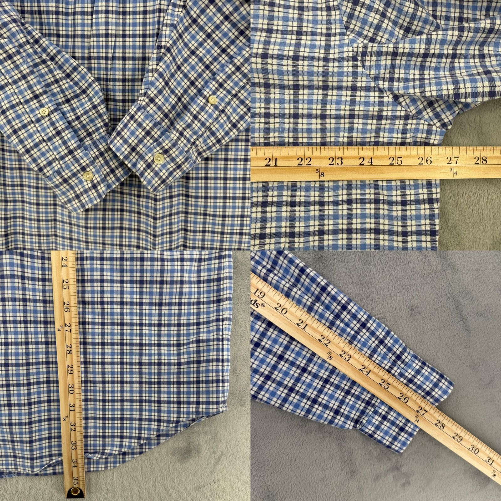 Ralph Lauren Ralph Lauren Mens Button-Down Shirt Blue White Check Cotton XLT Regular Sleeve Long Button-Up Size US XL / EU 56 / 4 - 9 Thumbnail