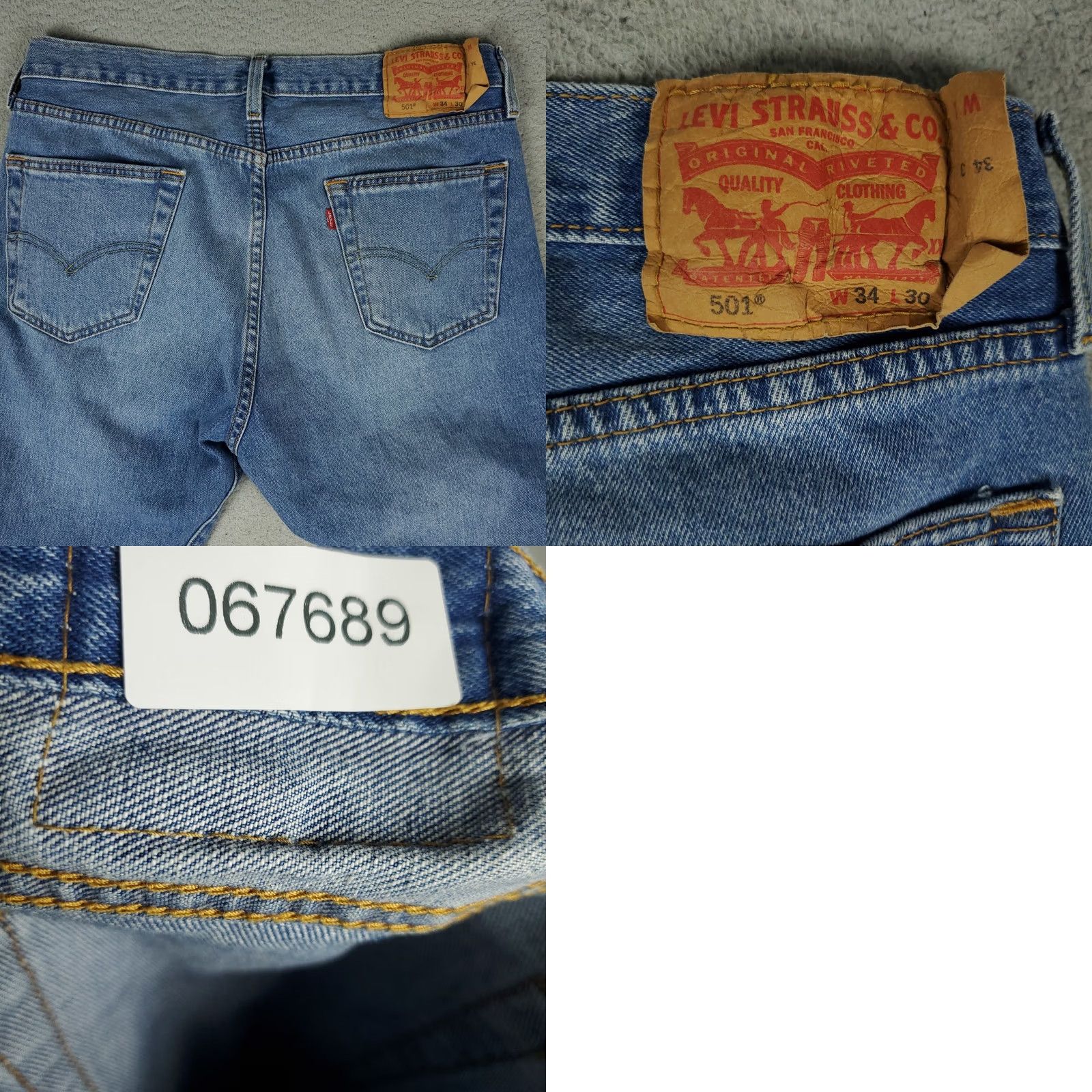 Levi's Levi's 501 Jeans Mens Regular Fit Blue Denim Button Fly Straight Leg 34x30 Pants Size US 34 / EU 50 - 8 Thumbnail