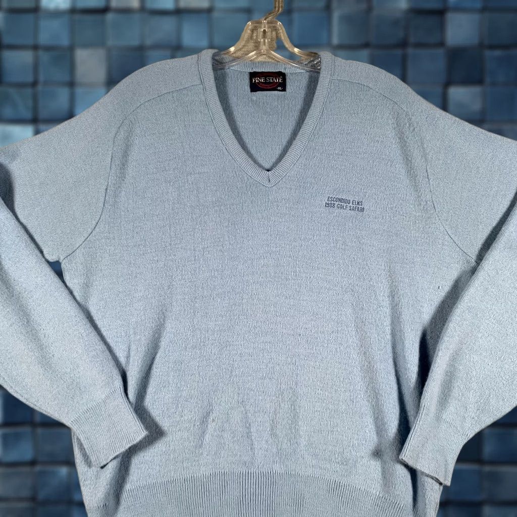 Vintage VINTAGE Pine State Escondido Elks Golf Sweater Mens XL Blue V-Neck 80s Size US XL / EU 56 / 4 - 1 Thumbnail