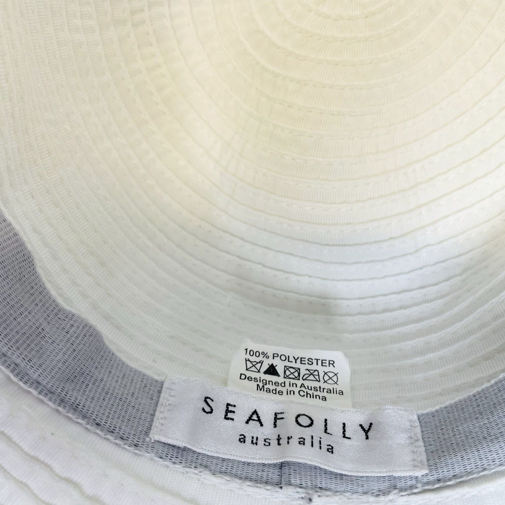 Vintage Seafolly Australia Hat Women's Wide Brim Sun Hat One Size White Beach Travel Size ONE SIZE - 7 Thumbnail
