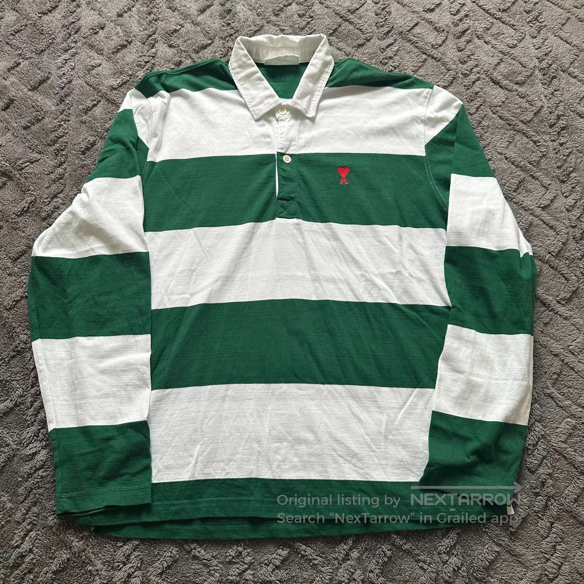 AMI Ami Paris Heart Embroidery Long Sleeve Polo. Size US L / EU 52-54 / 3 - 1 Thumbnail