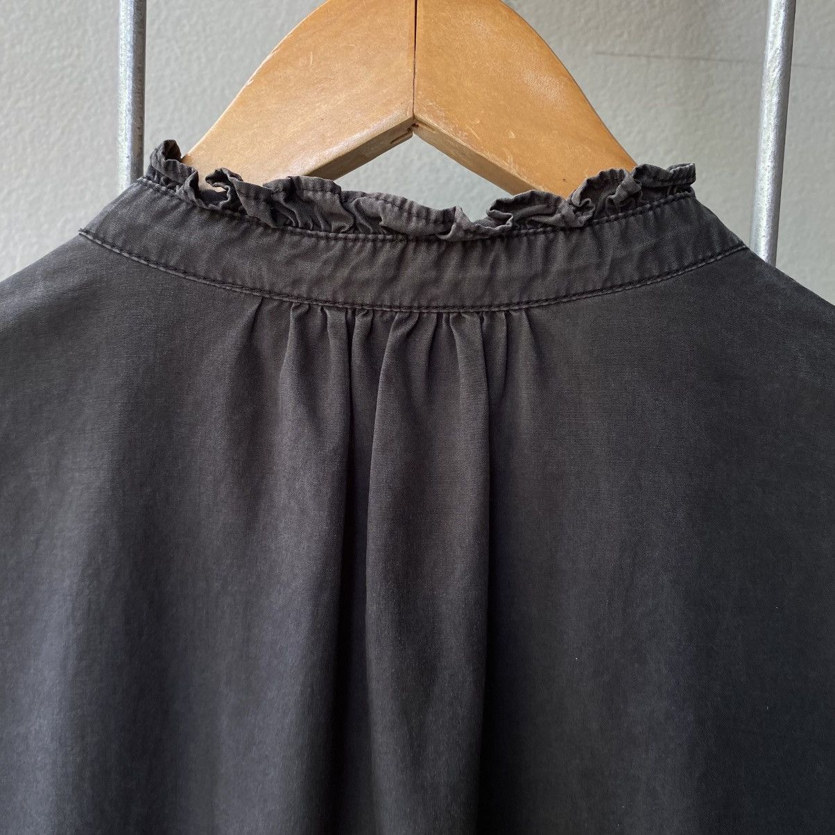 Japanese Brand LA MARINE FRANÇAISE Black Ruffle Collar Puff Shoulder Shirt Size M / US 6-8 / IT 42-44 - 10 Thumbnail