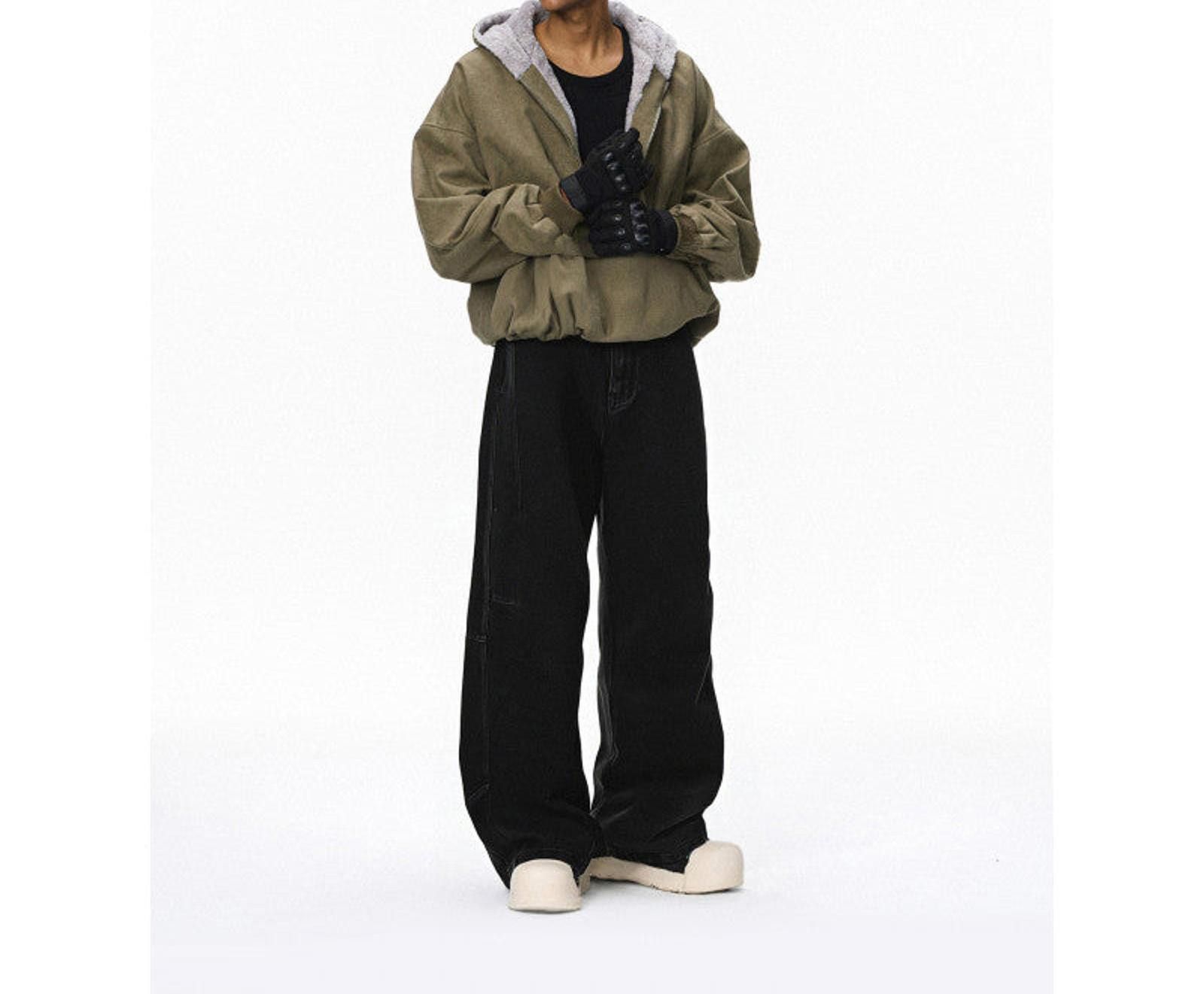 Japanese Brand Black Baggy Wide Leg Jeans, Loose Fit Trousers Size US 32 / EU 48 - 2 Thumbnail