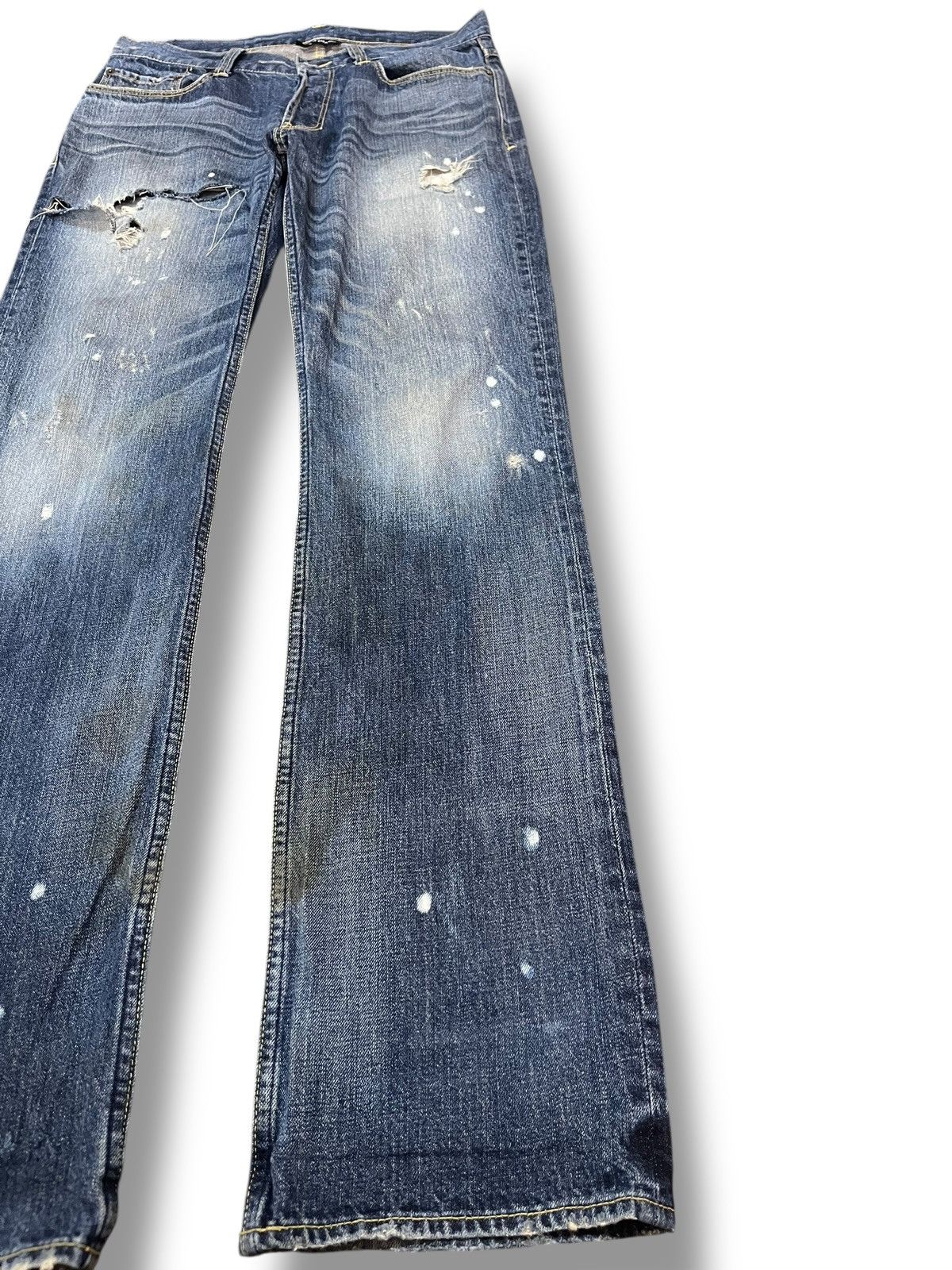 If Six Was Nine Vintagw Loud Waltz Number 1 Distressed Paint Splatter Denim Size US 31 - 4 Thumbnail