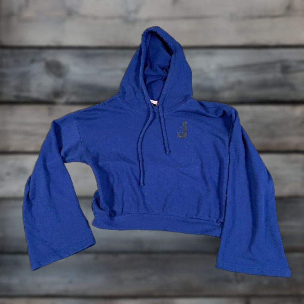 Juicy Couture VINTAGE VTG Juicy Couture Cropped Hoodie Bell Sleeve Sweatshirt Women's Medium Blue Size M / US 6-8 / IT 42-44 - 1 Thumbnail