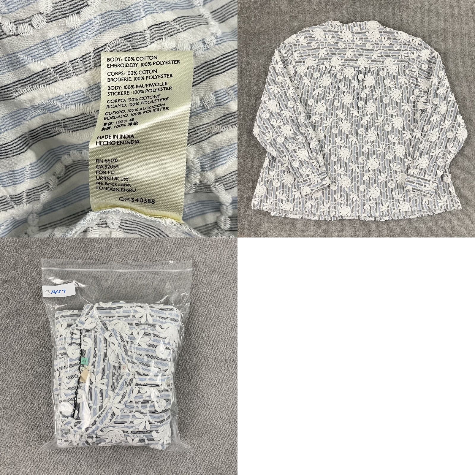 Anthropologie VINTAGE Anthropologie Pilcro The Whitney Trapeze Blouse Womens 1X Floral Embroidered White Blue Casual Shirt Size XL / US 12-14 / IT 48-50 - 8 Thumbnail