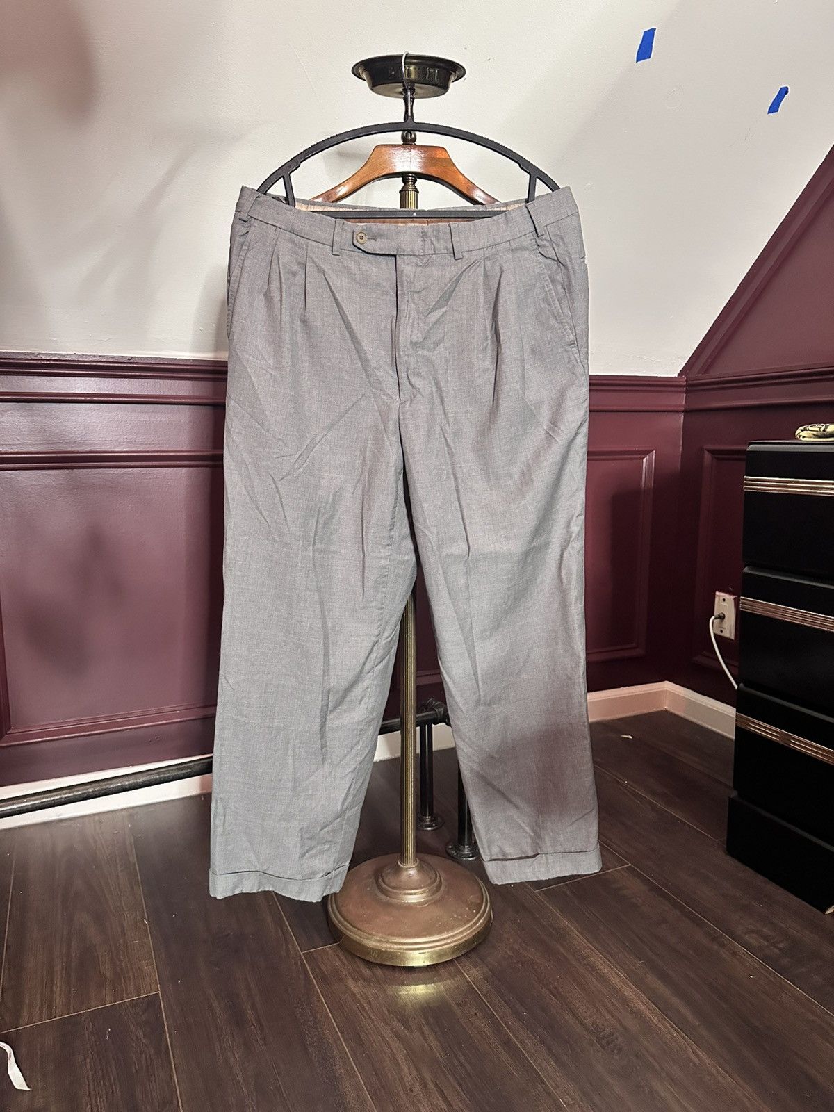 Cifonelli Pure virgin wool gray cuffed dress pants Italy 36 Size US 36 / EU 52 - 1 Thumbnail