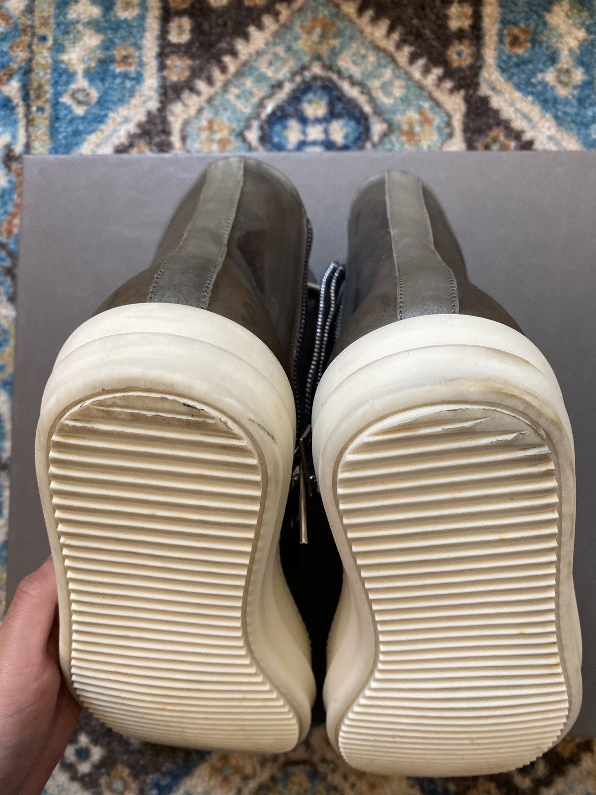 Rick Owens Rick Owens Ramones high Dust/milk/milk transparent leather Size US 8 / EU 41 - 6 Thumbnail