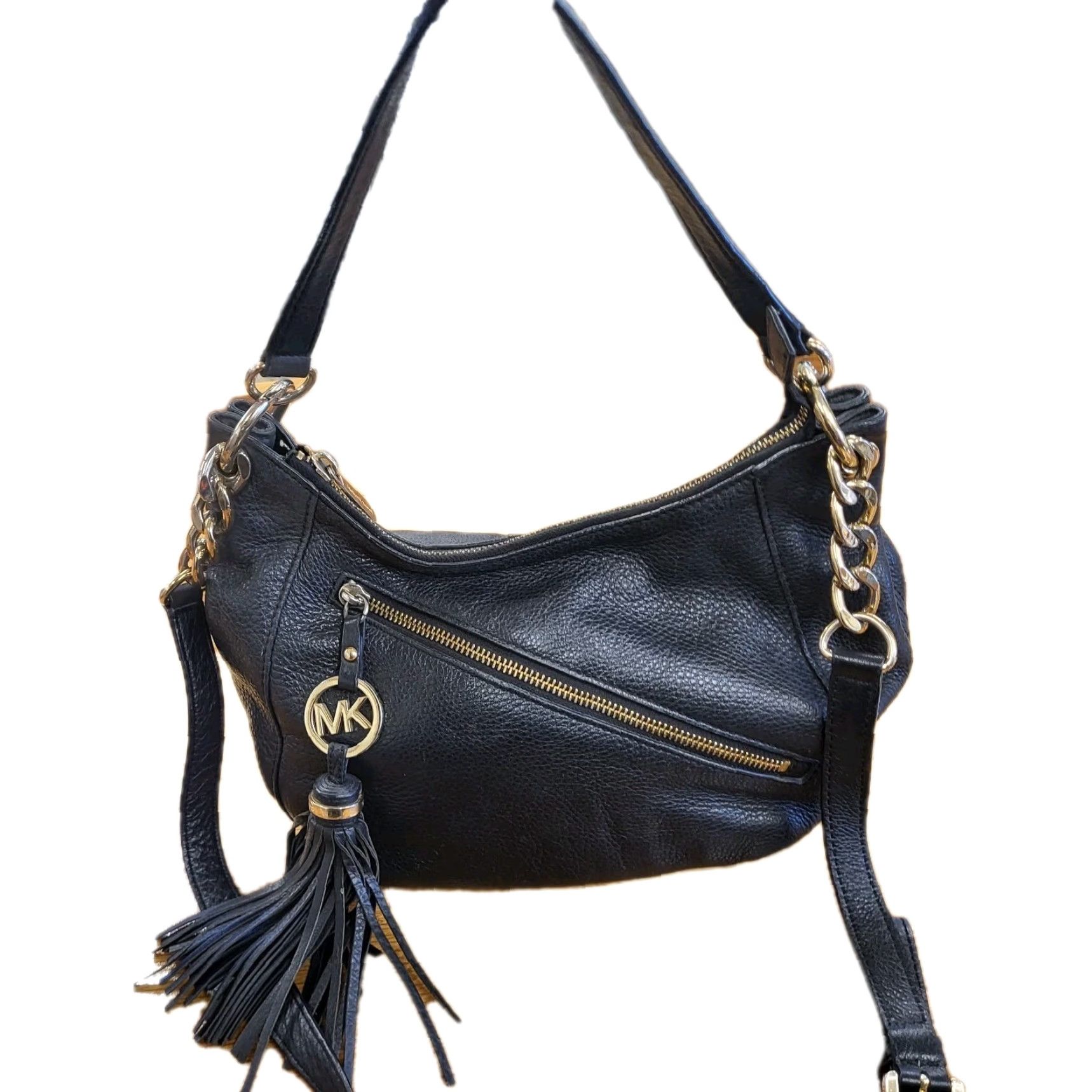 Vintage Michael Kors Pebbled Leather Purse Black Hobo Handbag Crossbody Strap Leather MK Bag Size ONE SIZE - 2 Thumbnail
