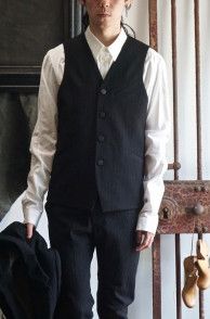 Devoa DEVOA Atsushi Murata Illustrated Lining Pinstripe Wool Vest Size US M / EU 48-50 / 2 - 6 Thumbnail