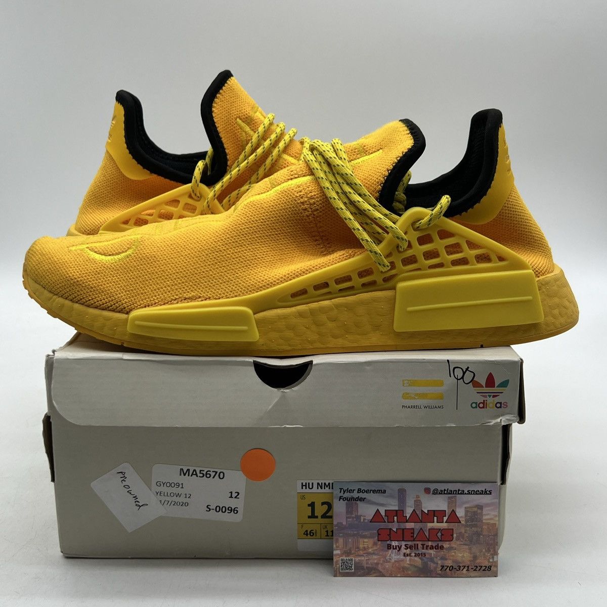Adidas Pharrell x NMD human race yellow Size US 12 / EU 45 - 1 Thumbnail
