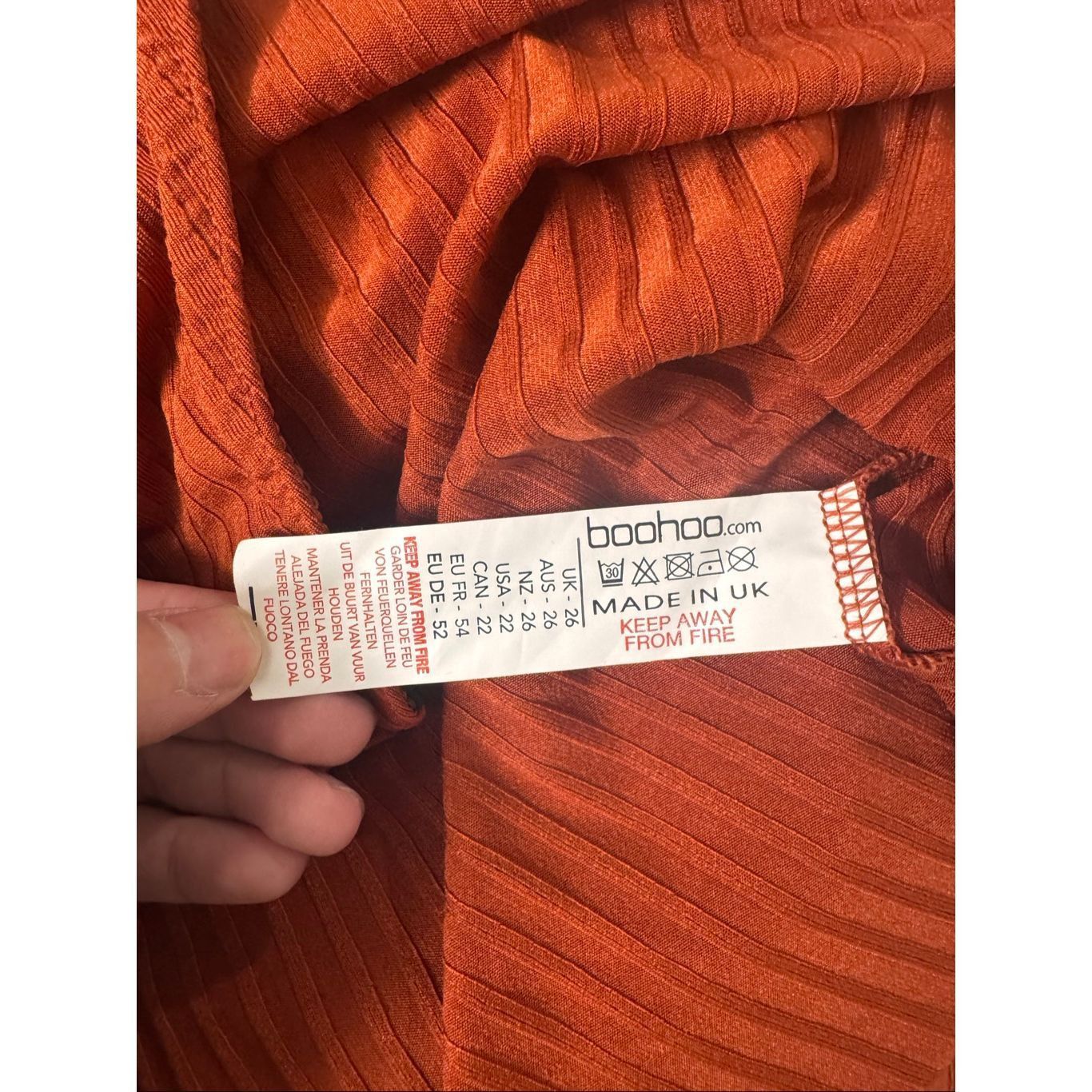 Boohoo Boohoo Ribbed Off Shoulder Long Sleeve Bodysuit Rust Orange Size XXL / US 16-18 / IT 52-54 - 7 Thumbnail