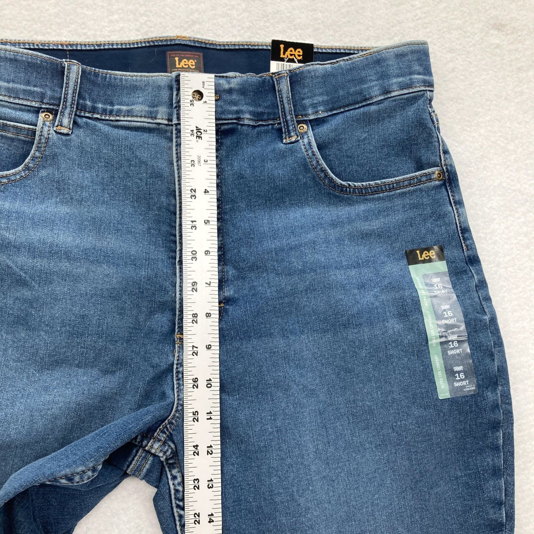Lee Lee Jeans Womens 16 Short Blue Skinny Stretch Denim High Rise Waistband Casual Pants Size 38" / US 16 / IT 52 - 7 Thumbnail
