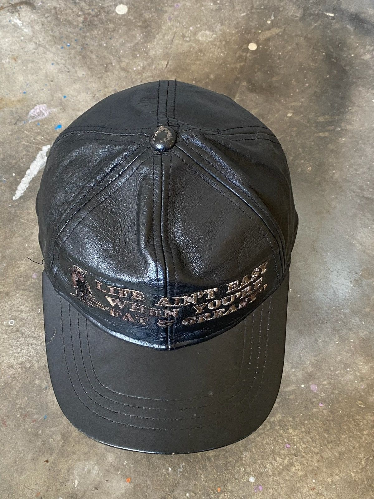 Harley Davidson Vintage Harley Davidson Life Ain’t Easy Cow Pure Leather Hat Size ONE SIZE - 3 Thumbnail