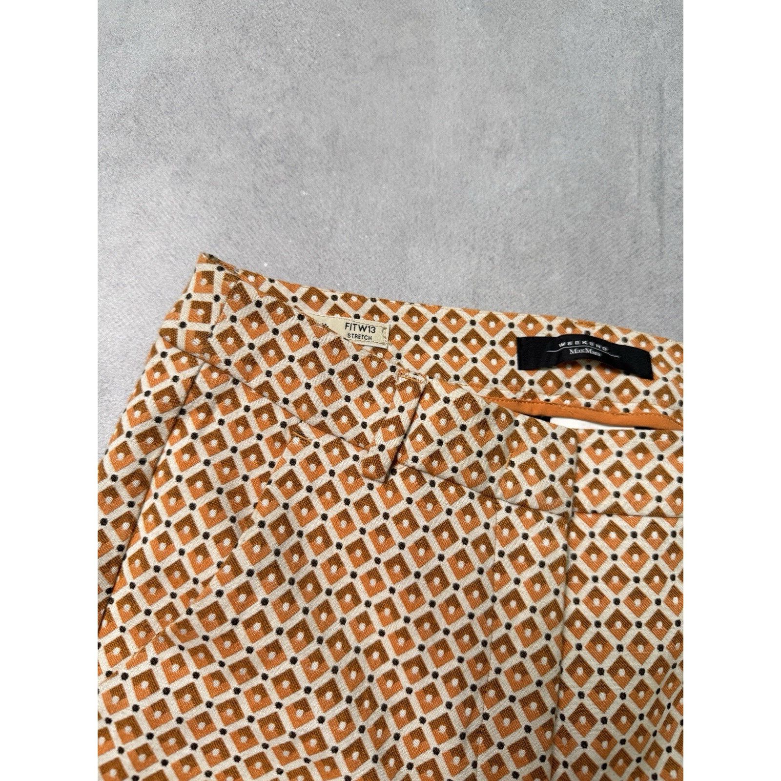 Weekend Max Mara WEEKEND MAX MARA Orange Patterned Papaya Trousers Size 26" / US 2 / IT 38 - 9 Thumbnail